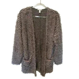 Astars Cardigan Sweater Peach and Gray Size Large